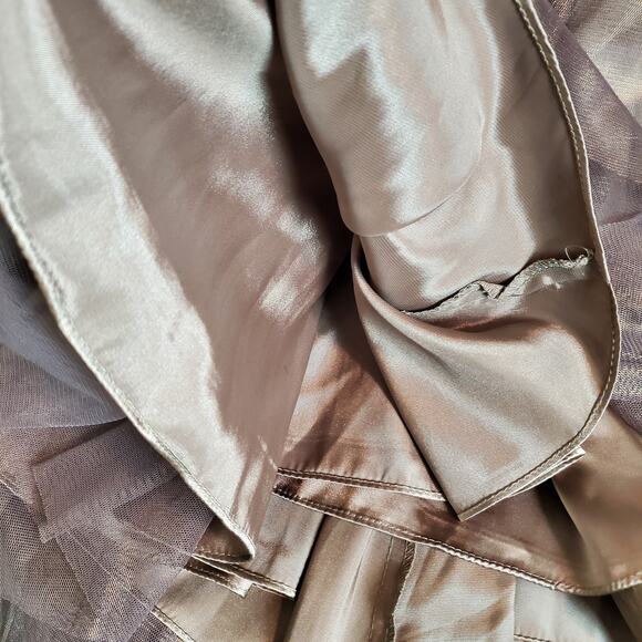 Cachet Sz 6 Beaded Halter Neck Maxi Dress Bronze Metallic Pleated Formal Gown - Picture 7 of 9